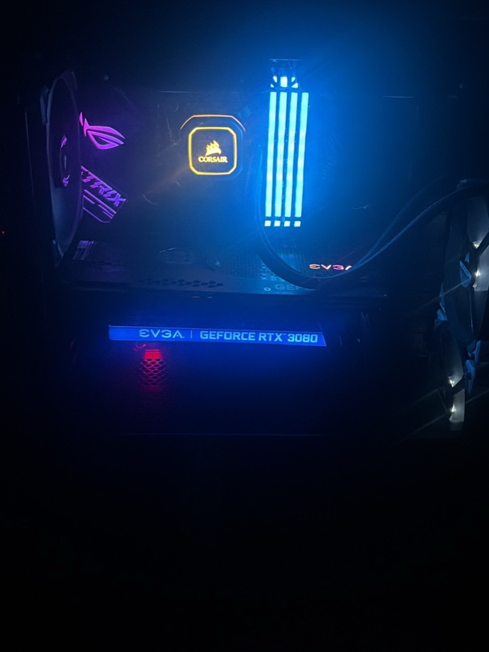 EVGA GeForce RTX 3080 with Blue and Pink RGB Accents